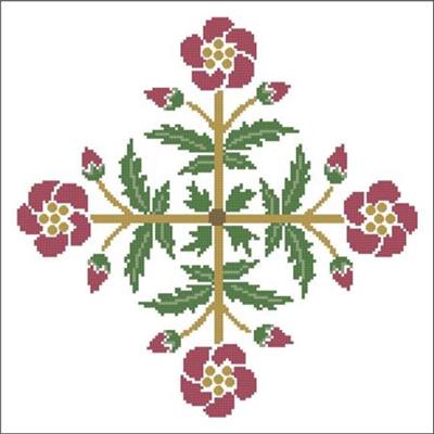 (image for) Floral Ornamental #069 Gold & Red Blooms